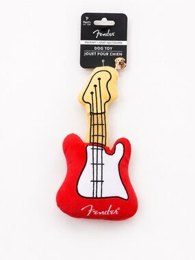 Fender Red and Black Plush Guitar & Heart Dog Toy Set